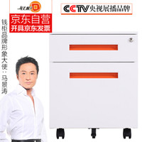 钱柜 钢制文件活动柜挂捞柜二抽屉柜 办公储物多功能矮柜桌下小推柜床头柜移动铁皮柜子带锁 橘拉手二抽柜