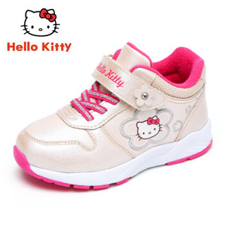 HELLOKITTY 童鞋女童运动鞋 冬季新款儿童加绒保暖休闲棉鞋潮 K8548835玫瑰金29