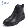 高尔夫（GOLF）系带日常中筒牛皮透气保暖皮靴子男英伦潮流高帮男鞋 GM64211002 黑色 41