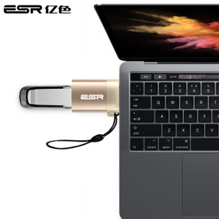 亿色(ESR) Type-C转USB3.0转接头 安卓数据线U盘 手机OTG 适用新MacBook/小米9/8/华为P10/荣耀V9等 香槟金