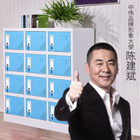 中伟更衣柜矮柜储物柜办公柜钢制铁皮柜碗柜资料柜鞋柜茶水柜十二门蓝色