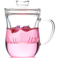 雅集 玻璃杯 窈窕杯女士家用泡茶杯 耐热过滤水杯子450ML