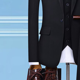金盾（KIN DON）西服套装男士商务休闲小西装马甲西裤结婚礼服三件套QT815A-1818黑色2XL