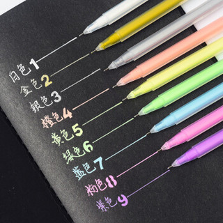 高光粉勾线笔9色手抄报手账专用彩糖果色DIY相册黑卡针管笔极细水粉笔套装