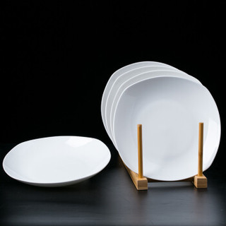 洛威 景德镇餐具套装釉下彩盘子欧式骨瓷餐具西餐盘套装  8英寸方形汤盘5个装