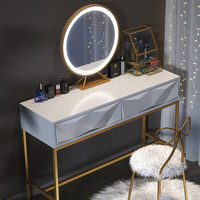 安尔雅（ANERYA）梳妆台卧室北欧ins风简约现代小户型铁艺经济型化妆桌子 桌椅镜灯80