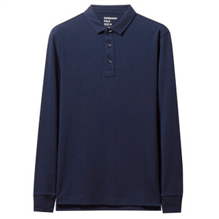 佐丹奴（Giordano） POLO衫 Polo厚实棉质长袖POLO01019779  66标志海军蓝色 加大码