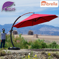 紫叶（ziye）户外遮阳伞sunbrella太阳伞庭院折叠伞室外花园休闲伞 进口美国布3.5米方送160KG水箱 酒红色