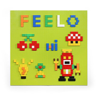 费乐（FEELO）积木墙兼容乐高大颗粒儿童玩具积木拼装拼插早教男孩女孩幼儿园宝宝游戏草绿508颗粒