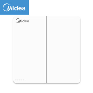 美的(Midea)开关插座电源面板86型二开双控2位开关墙壁家用暗装大翘板白色E02