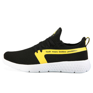 匹克（PEAK)男鞋舒适健步休闲鞋轻便耐磨运动鞋 DE910411 黑色/柠檬黄 43码