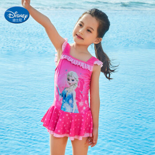 Disney 迪士尼 儿童泳衣 迪士尼冰雪奇缘系列 女童连体裙式泳装S19B2Q0121A 玫红色 120
