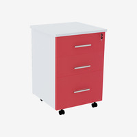 麦森（maisen）活动柜 办公职员文件资料储物抽屉小矮柜子 红+白套色 加厚款可定制 MS-HDG-130