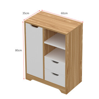 时黛家居 餐边柜 茶水柜储物柜木质简易橱柜碗柜 加勒比松木+暖白