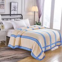 思侬家纺毛巾被纯棉 成人全棉单人空调毯子毛巾毯盖毯被子 加厚双人毛毯床单加厚 蓝色 150X200cm