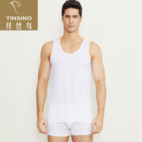 纤丝鸟TINSINO男士背心春夏速干网眼圆领竹棉亲肤透气运动背心打底衫单条装 漂白色 XL(180/105)