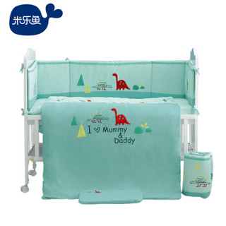 米乐鱼 婴儿床上用品婴儿床卡通床品套件床围七件套通用绿色