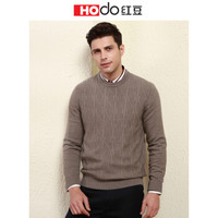 红豆 Hodo 男装 羊毛衫男简约商务系列时尚绞花圆领套头羊毛衫 W3卡其 175/92A