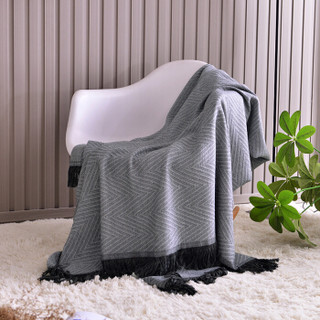 源生活 A类棉麻褶皱毛巾被 纱布毛毯盖毯 薄被 灰色 150*200cm