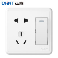 正泰（CHNT）NEW1 C43900A 86型白色明装开关插座 一开单控开关 五孔插座（2只装）