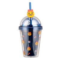 名创优品（MINISO）Kakao Friends 创意闪片吸管双层杯夏天塑料水杯学生380mL特别版(蓝色)