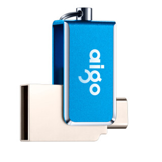 爱国者（aigo）128GB Type-C USB3.1 手机U盘 U355 蓝色 迷你机身 双接口手机电脑两用 一体封装 防尘防水