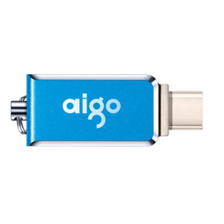 爱国者（aigo）128GB Type-C USB3.1 手机U盘 U355 蓝色 迷你机身 双接口手机电脑两用 一体封装 防尘防水