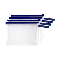 信发（TRNFA）TN-2002-A4（蓝色）4个装 EVA材质 防水文件袋/网格透明资料拉链袋/彩色拉边袋学生办公用品