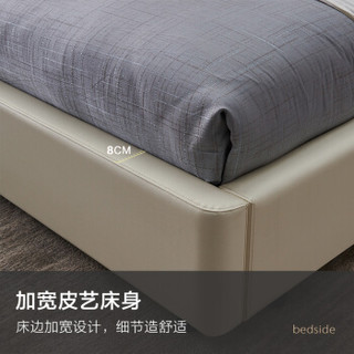 A家家具 床 现代简约北欧卧室家具婚床 仿真皮软靠框架双人床皮艺床 1.8米床+床垫*1 DA0171