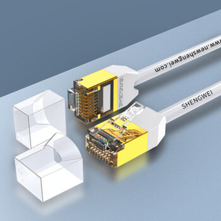 胜为（shengwei）七类网线 CAT7类纯铜屏蔽超细线 高速万兆电脑路由器成品家用网络连接跳线10米 白 LC-1100H