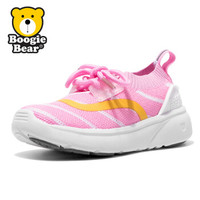 Boogie Bear 2019春季新款男女童鞋弹力飞织休闲袜子鞋儿童鞋网鞋 BB191F0702 粉色 32