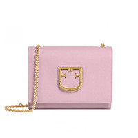 芙拉 FURLA PREFW19 女士 牛皮革 粉色 VIVA系列 迷你 盾型logo单肩斜跨链条包小方包 1021384