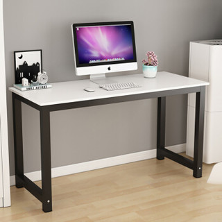 摩高空间电脑桌钢木书桌学习桌台式办公桌子白色钢架100*50