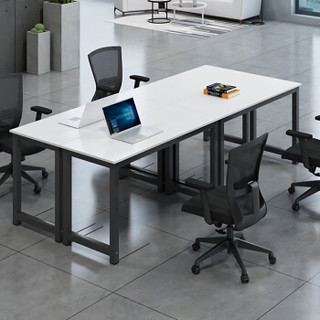 摩高空间电脑桌钢木书桌学习桌台式办公桌子白色钢架100*50