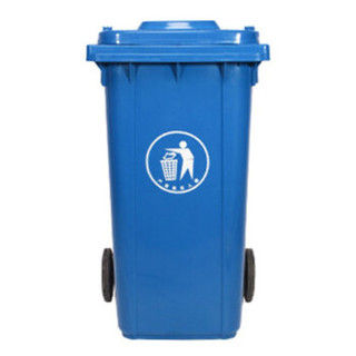 冰禹 BY-6262  户外厂房垃圾桶 大号特厚挂车桶 塑料分类垃圾箱 绿色 加厚100L带轮