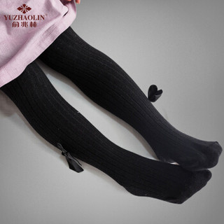 俞兆林（YUZHAOLIN）儿童连裤袜女童针织打底裤宝宝棉质袜子 黑色蝴蝶结款 6-8岁