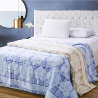 金号毛巾家纺 无捻双层提花纯棉柔软毛巾被 居家办公午休盖毯 单人被 礼盒装 蓝色 150*200cm 980g