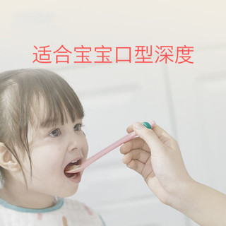 babycare宝宝硅胶勺 婴儿勺子餐具新生儿喂水圆头勺 儿童辅食碗勺 2063珀尔里粉