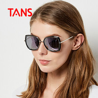 TANS偏光太阳镜女款时尚方框墨镜复古大框防紫外线驾驶眼镜女6157 银框紫