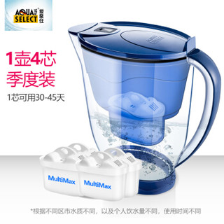 爱泉仕 (Aqua Select) 净水壶德国进口滤水壶 家用净水杯3.5L  MultiMax （炫彩蓝） 1壶4芯