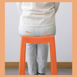 茶花 塑料凳子条纹中方凳 高35cm 橙色 0848*