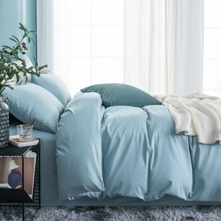 京东京造 全棉纯色件套 床上四件套纯棉床单被套枕套 1.5m床 淡刚蓝