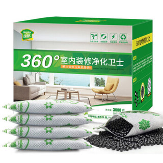 绿驰 360°室内装修安全卫士3000g 家用新装修去除甲醛清除剂吸味活性炭 新车除臭去味竹炭包