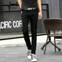 猫人（MiiOW）牛仔裤 男士时尚休闲简约纯色牛仔长裤子B235-105黑色30