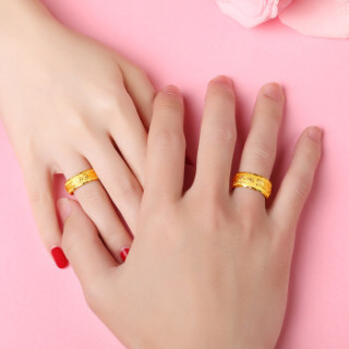 梦金园 黄金戒指 足金999情侣对戒 男女龙凤婚戒 女款 女款 约7.5-7.