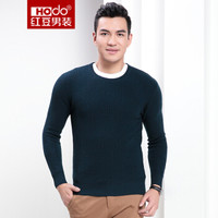 红豆 Hodo 男装 羊毛衫男时尚罗纹纯色修身圆领男士羊毛衫 G1绿色 180/96A