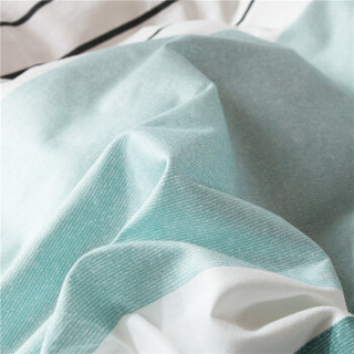 迎馨家纺 全棉三件套简约学生宿舍床单被罩纯棉三件套 适用1.2米床 初爱-绿