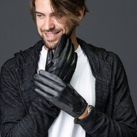 百尚意特 手套男冬 真皮手套骑行手套保暖防风触屏开车羊皮手套冬季男士手套 M9  L