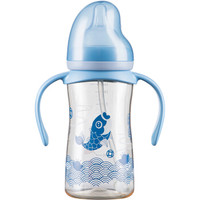 乐儿宝(bobo)奶瓶 宽口径ppsu婴儿奶瓶 带手柄吸管奶瓶新生儿奶瓶260ml(国风系蓝色)