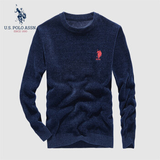 U.S.POLO ASSN. 羊毛衫 2019秋季新品毛衣园领纯色针织衫商务休闲打底衫保暖套头男装 6194115112 藏青色 56